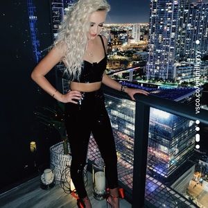 LPA Latex Crop Top and Pants Set